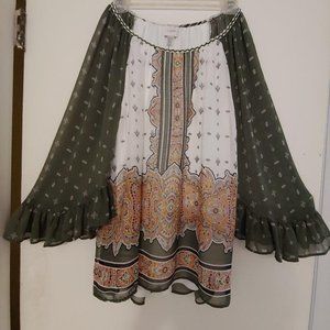 CUPIO NWT Green print top